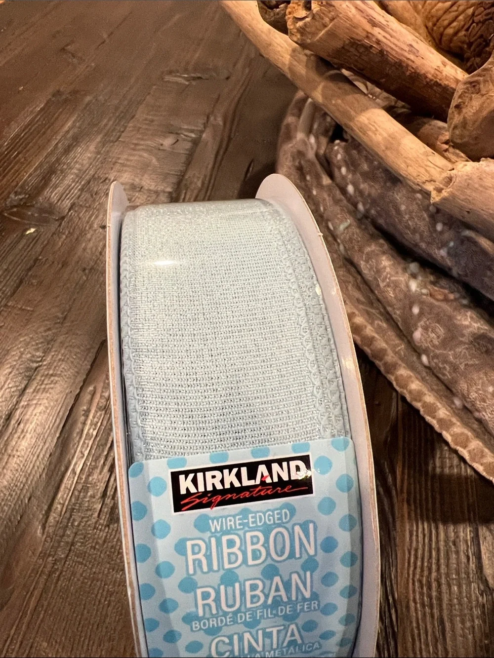 Kirkland Signature Pale Blue Wire-Edged Ribbon